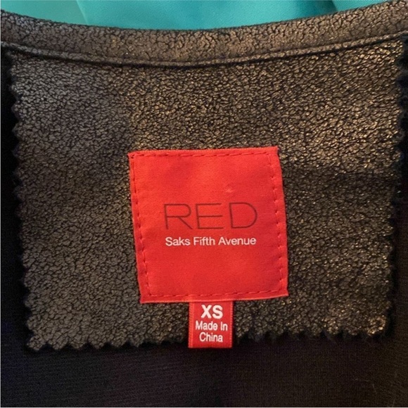 RED Saks fifth avenue Black Metallic genuine leather Jacket, XS - Picture 12 of 13